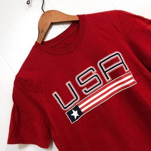 Deep Red “USA” Short-Sleeve Graphic Tee